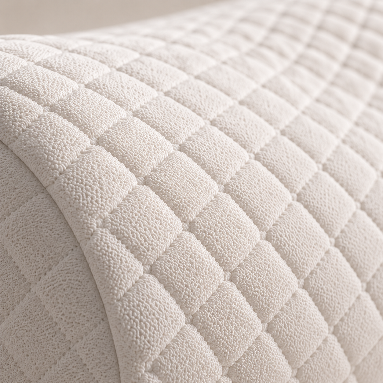 Close detail of the quilted knitted Nidra cover